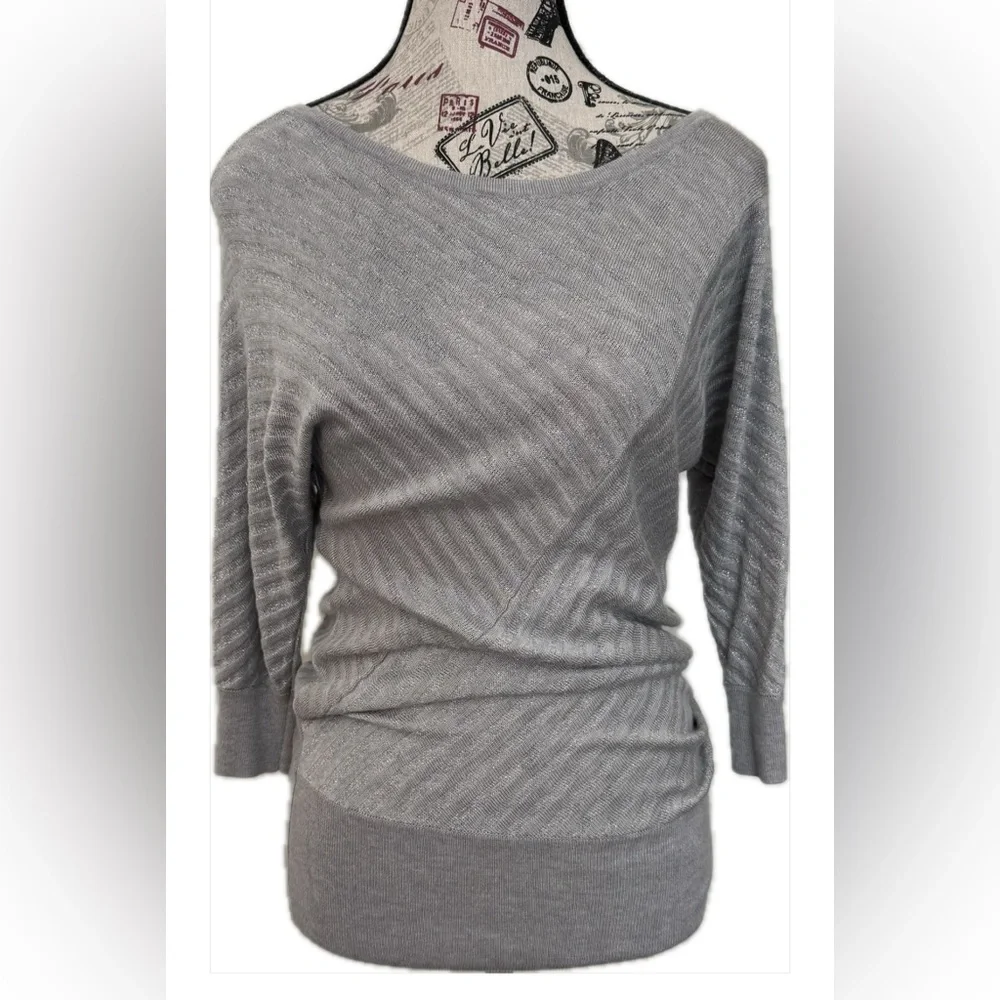 White House Black Market Metallic Gray Sweater